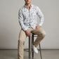 Men's Abstract Print Long Sleeve Button-Down Shirt - Lightweight Casual Top