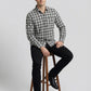 Men's Black and White Gingham Plaid Long Sleeve Button-Down Shirt