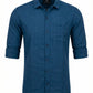 Men's Teal Blue Textured Vertical Stripe Casual Shirt - Slim Fit