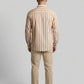 Men's Casual Brown and White Horizontal Striped Long Sleeve Button-Down Shirt