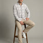The Showfine Men's Grey and White Plaid Long-Sleeve Button-Down Shirt