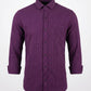 Men's Royal Purple Textured Long Sleeve Button Down Casual Shirt