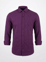 Men's Royal Purple Textured Long Sleeve Button Down Casual Shirt
