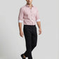Men's Pink Geometric Print Button-Down Shirt with Contrast Cuffs