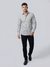 Men's Geometric Greek Key Pattern Long Sleeve Button-Down Shirt