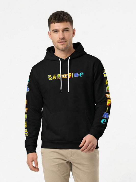 Showfine Multi-Font Graphic Streetwear Hoodie - Premium Black Pullover