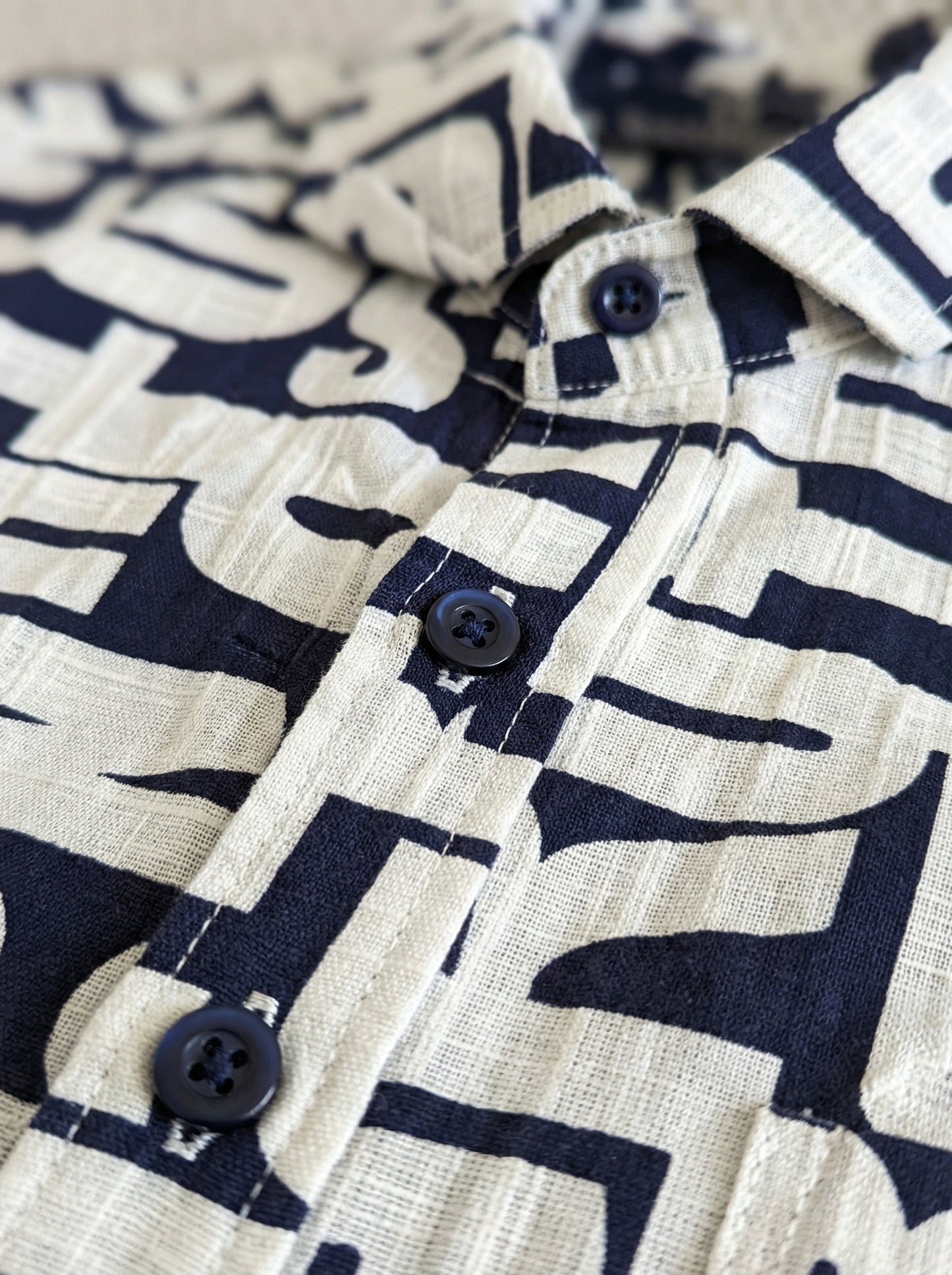 Men's Alphabet Graphic Print Long-Sleeve Button-Down Shirt