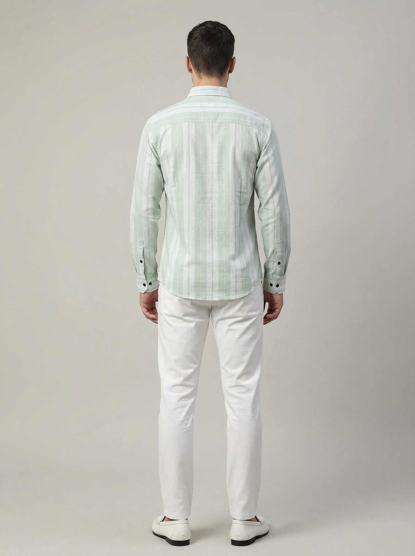 Men's Premium Vertical Striped Linen Casual Long Sleeve Button-Down Shirt