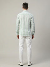 Men's Premium Vertical Striped Linen Casual Long Sleeve Button-Down Shirt