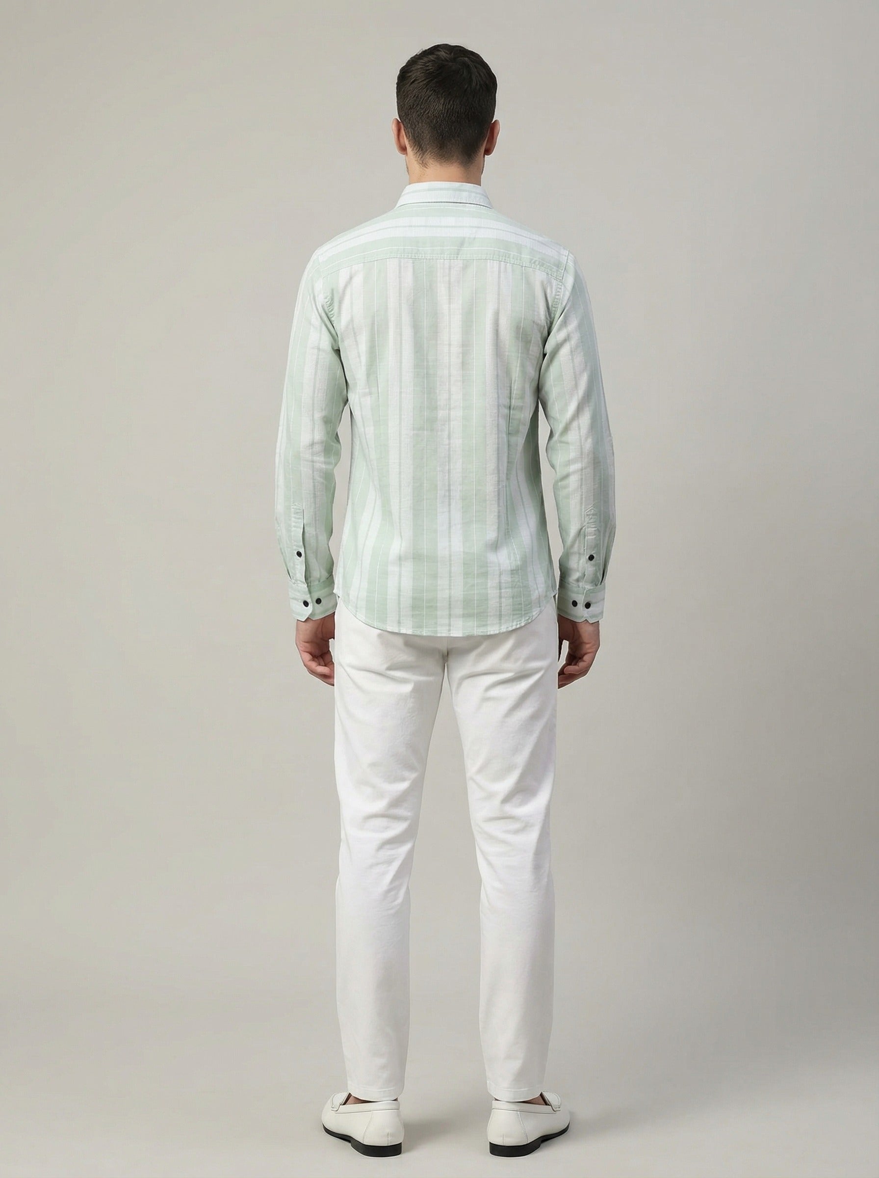 Men's Premium Vertical Striped Linen Casual Long Sleeve Button-Down Shirt