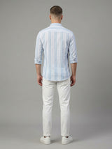 Men's Premium Vertical Striped Linen Casual Long Sleeve Button-Down Shirt