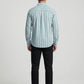 Men's Sage Green and White Horizontal Striped Button-Down Shirt
