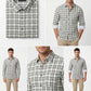 Men's Classic Grey & White Plaid Button-Down Shirt