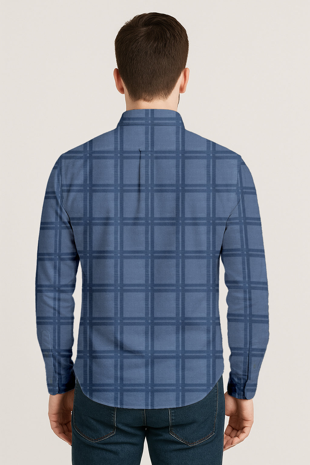 Men’s Cotton Plaid Shirt – Long Sleeve Button-Down