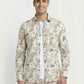 Men's Tropical Palm Orange Leaf Print Long Sleeve Button-Down Casual Shirt - Summer Vacation Style