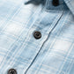 Men's Light Blue and White Plaid Long Sleeve Button-Down Shirt
