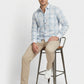 Men's Light Blue and White Plaid Button-Down Casual Shirt
