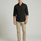 Men's Black Textured Long Sleeve Button-Down Casual Shirt - Premium Slim Fit
