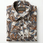 Vintage-Inspired Men's Earth Tone Marble Print Button-Down Shirt