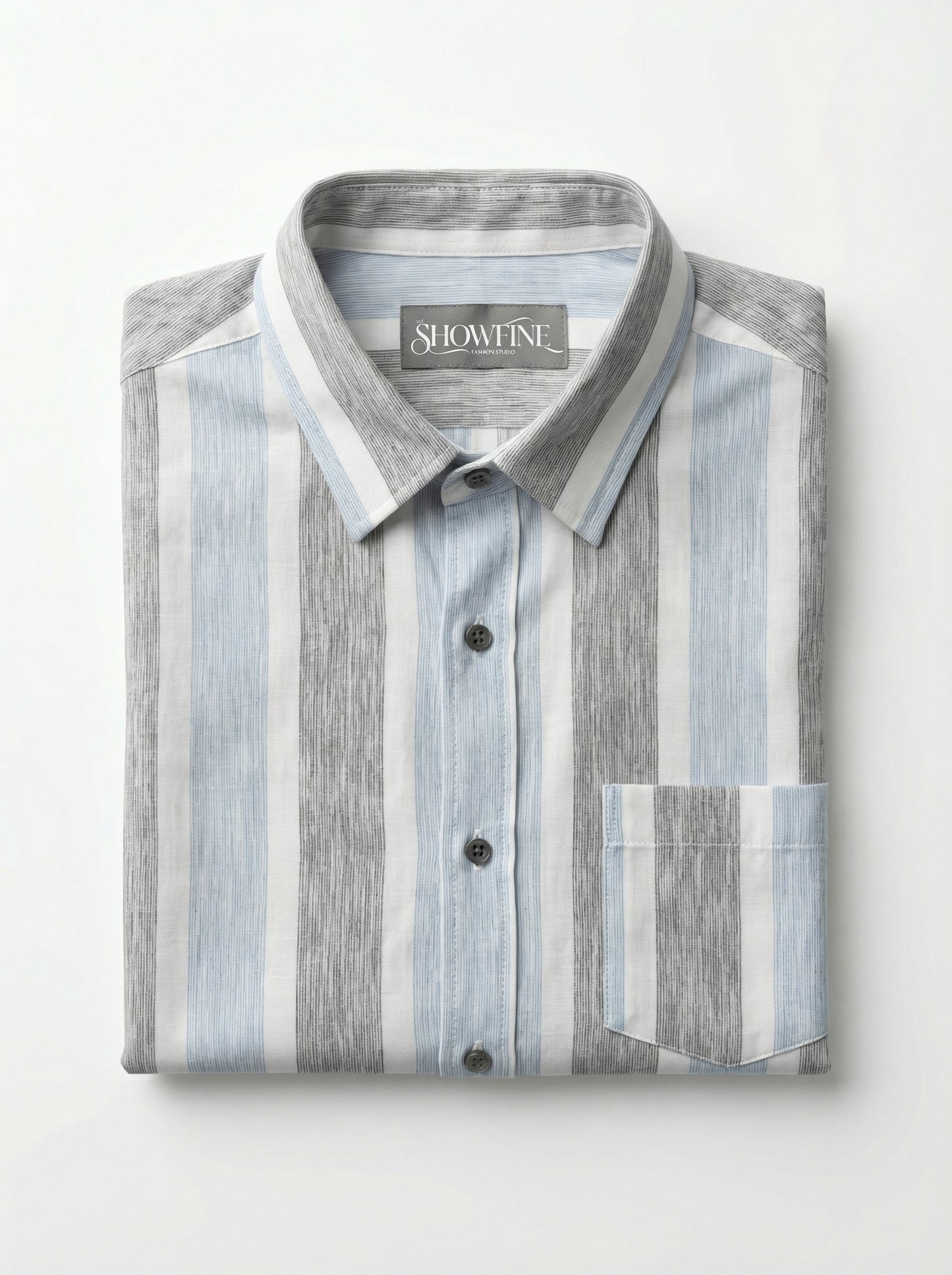 Men's Classic Striped Cotton-Blend Casual Button-Down Shirt