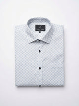 Men's Geometric Micro-Print Long Sleeve Dress Shirt - Light Blue