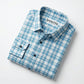 Men's Classic Blue and White Gingham Checkered Long Sleeve Button-Down Shirt