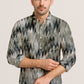 Zigzag Print Long Sleeve Shirt – Cotton Blend Button Down Casual Wear