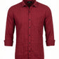 Men's Wine Red Textured Double Gauze Long Sleeve Button-Down Shirt