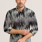 Zigzag Print Long Sleeve Shirt – Cotton Blend Button Down Casual Wear