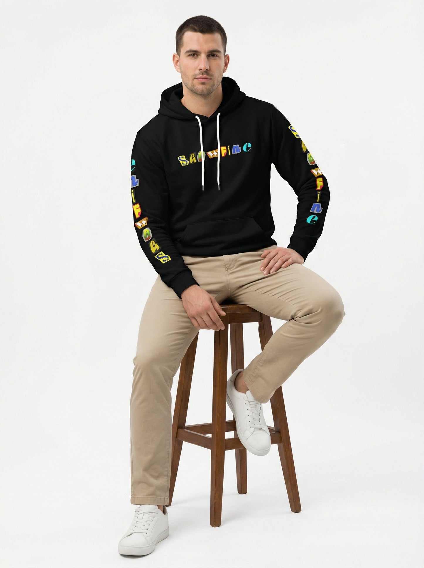 Showfine Multi-Font Graphic Streetwear Hoodie - Premium Black Pullover