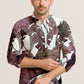 Men’s Long Sleeve Button Down Shirt – Tropical Leaf Print Cotton Shirt, Casual Summer Dress Shirt