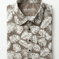 Men's Beige Tropical Leaf Print Long Sleeve Button-Down Shirt