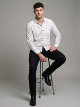 Men's Modern Geometric Line Pattern Long Sleeve Button-Down Shirt