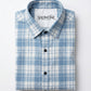 Men's Light Blue and White Plaid Button-Down Casual Shirt