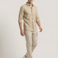 Men's Soft Crem Casual Long Sleeve Striped Button-Down Shirt