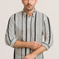 Long Sleeve Vertical Stripe Shirt – Cotton Blend Button Down for Casual & Business Wear