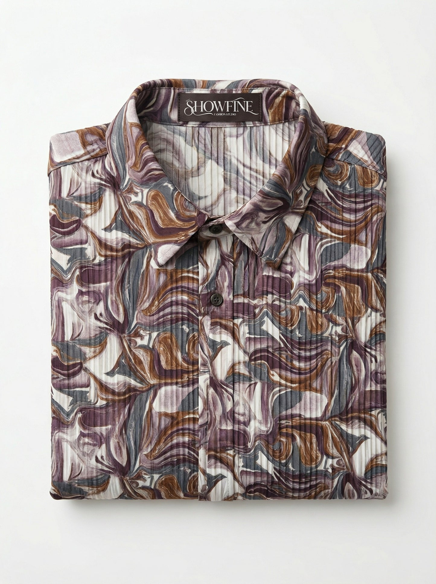 Men's Abstract Print Long Sleeve Button-Down Shirt - Lightweight Casual Top