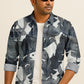 Men’s Long Sleeve Button Down Shirt – Tropical Leaf Print Cotton Shirt, Casual Summer Dress Shirt