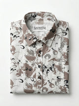The Showfine Men's Abstract Floral Print Button-Down Shirt - Breathable Linen Blend