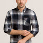 Classic Flannel Style Shirt – Long Sleeve Button Down in Checkered Plaid Pattern