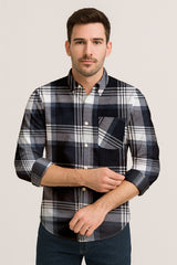 Classic Flannel Style Shirt – Long Sleeve Button Down in Checkered Plaid Pattern