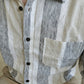 Men's Textured Horizontal Stripe Button-Down Shirt - Grey & Beige