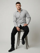 Men's Geometric Greek Key Pattern Long Sleeve Button-Down Shirt