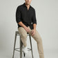 Men's Black Textured Long Sleeve Button-Down Casual Shirt - Premium Slim Fit