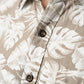Men's Beige Tropical Leaf Print Long Sleeve Button-Down Shirt