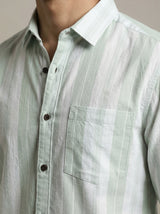 Men's Premium Vertical Striped Linen Casual Long Sleeve Button-Down Shirt