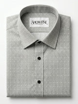 Men's Geometric Greek Key Pattern Long Sleeve Button-Down Shirt