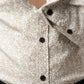 Men's Elegant Cream Leaf Print Long Sleeve Button-Down Shirt