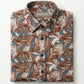 Abstract Marble Print Crinkle-Textured Button-Down Shirt