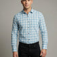 Men's Classic Blue and White Gingham Checkered Long Sleeve Button-Down Shirt